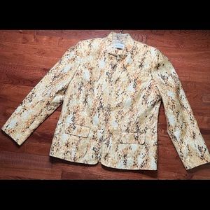 Alfred Dunner Good Luxe Zip Front Jacket Womens Size 10 Champagne Metallic